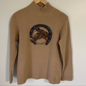 Vintage Ralph Lauren Tan Horse Head Sweater